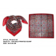 Pañuelo 100% seda Jaipur,tamaño 90 x 90 cms ,estampado tono rojo